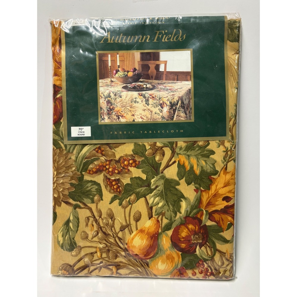 Avon Home Fashions Autumn Fields Round Tablecloth 70 Inch Fall Harvest Floral